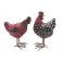 Set Poule et Coq en résine, Rouge et Marron, H 26 cm (Coq)