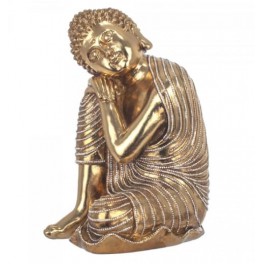 SIGNES GRIMALT Déco Zen et Méditation : Grand Bouddha doré, Tête sur Genou, Hauteur 33 cm