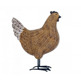 Poule résine et Aspect rotin tressé, Collection ORGANIK, H 25 cm