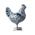 Poule, Style Rétro ou Industriel, Résine, Noir et Blanc, H 25,5 cm