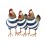 Figurine 3 Poules en marinières bleues, Collection Deft, L 33 cm