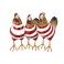 Figurine 3 Poules en marinières rouges, Collection Deft, L 22 cm