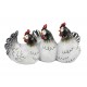 Figurine 3 Poules Résine, Collection Deft, Modèle Noir et Blanc, L 34 cm