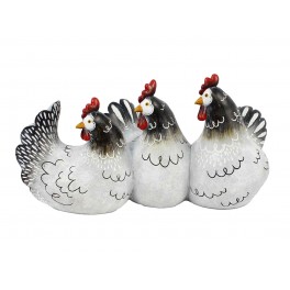 Poule Résine, Collection Deft, Modèle Brunes et Blanches, L 24 cm