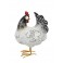 Figurine Poules Résine, Collection Deft, Modèle Noir et Blanc, H 24,50 cm