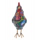 Figurine Coq en Résine, Motif Brocard stylisé, Multicolore, H 17 cm