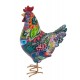 Figurine Coq en Résine, Motif Cachemire stylisé, Multicolore, H 20 cm