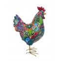 Figurine Coq en Résine, Motif Cachemire stylisé, Multicolore, H 20 cm