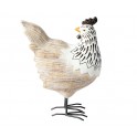 Poule, Style Rétro ou Industriel, Résine, Noir et Blanc, L 20 cm