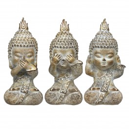 Verre Cadeaux Figure Résine Bouddha NO VE OYE NO Habla x3 14 cm
