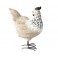 Poule, Style Rétro ou Industriel, Résine, Noir et Blanc, L 20 cm