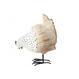 Poule résine Marron et Beige 2, Collection AUTHENTIK, H 25 cm