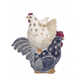 Poule résine & crochet 12 cm, modèle rose et bleu