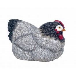 Grande Figurine Poule couveuse, Noir et Grise, L 23 cm