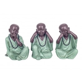 SGRIMALT Figurine 3 Bouddhas de la Sagesse Assis, Collection Baby Zen, H 17 cm