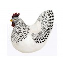 Figurine Poule, Style Rétro, Résine, Blanc et Noir, H 19 cm