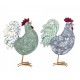 Set Poule et Coq en résine, Motif Cachemire et Style Shabby Chic, H 23 cm