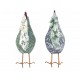 Set Poule et Coq en résine, Motif Cachemire et Style Shabby Chic, H 23 cm