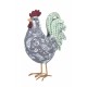 Set Poule et Coq en résine, Motif Cachemire et Style Shabby Chic, H 23 cm