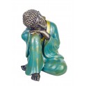 SGRIMALT Déco Zen : Bouddha Tête sur Genou 2, Collection Blue Faith, H 20 cm