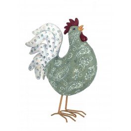 Figurine Poule en résine, Motif Cachemire et Style Shabby Chic, H 23 cm