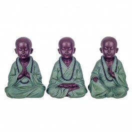 SGRIMALT Set 3 Figurine Bouddhas, Mudras Dévotion, Méditation et Protection, Collection Baby Zen, H 17 cm