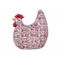 Figurine Poule Rouge 2, Collection DEFT, Motif Mandala sculpté, L 16 c