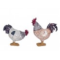 Set Poule et Coq en résine, Design ludique et coloré, H 15 cm (Coq)