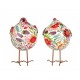 Set Poule et Coq avec motifs fantaisie, Collection BOTANIK, H 16,5 cm