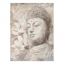 Tableau peint à la main : Bouddha sur fleurs de lotus, 100 x 3,5 x 80 cm