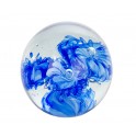 Sulfure en Verre Presse Papier Bleu Outremer, Coeur Océan 5, Diam 10 cm
