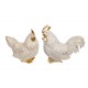 Set Poule et Coq en résine, Design ludique et coloré, H 15 cm (Coq)