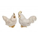 Set Poule et Coq en résine, Design ludique et coloré, H 15 cm (Coq)