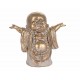 ORIGEN Déco Zen et Spiritualité : Bouddha Rieur Porte-Bonheur, Doré et Blanc, H 15 cm