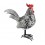Figurine Métal & Résine : Grand Coq Noir et Blanc, H 30 cm