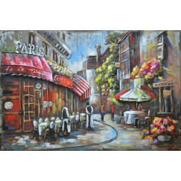 Tableau Métal 3D : Paris Montmartre en été, L 120 cm