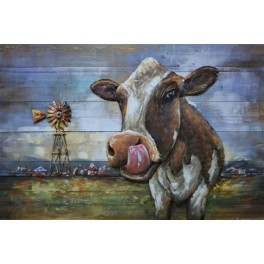 Tableau sur Métal 3D : Vaches au près, L 120 cm