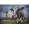 Tableau sur Métal 3D : Vaches au près, L 120 cm