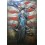 Tableau 100% Métal 3D : Moto Chopper et Drapeau américain, H 80 cm