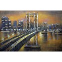 Tableau 3D 100% Métal : Brooklyn Bridge by Night, L 120 cm