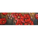 Tableau sur Bois & Métal 3D : Les coquelicots rouges, L 120 cm