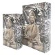 BY SIGRIS Origen Home Decor Lot de 2 boîtes de livre Bouddha Décoration | Boîtes Livre Gris 27 x 7 x 18 cm