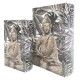 BY SIGRIS Origen Home Decor Lot de 2 boîtes de livre Bouddha Décoration | Boîtes Livre Gris 27 x 7 x 18 cm