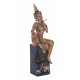 SIGNES GRIMALT Zen et Méditation : Bouddha Musicien Flutiste sur Socle, Collection KHANBURI, Hauteur 36 cm