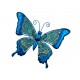 Grand Papillon Métal et Verre, Modèle MANDALA, Bleu, L 31,5 cm