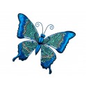 Grand Papillon Métal et Verre, Modèle MANDALA, Bleu, L 31,5 cm