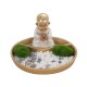 SIGNES GRIMALT Figurine Bouddha et Jardin Zen, Collection Lotus Blanc, Diamètre 20,5 cm