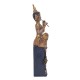 SIGNES GRIMALT Zen et Méditation : Bouddha Musicien Flutiste sur Socle, Collection KHANBURI, Hauteur 36 cm
