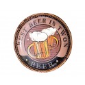 Enseigne métal bombée et Ronde, Modèle Best Beer in Town, Diamètre 35 cm