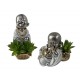 SIGNES GRIMALT Set 2 Moines Bouddha argentés, Collection Baby Zen, Hauteur 15 cm